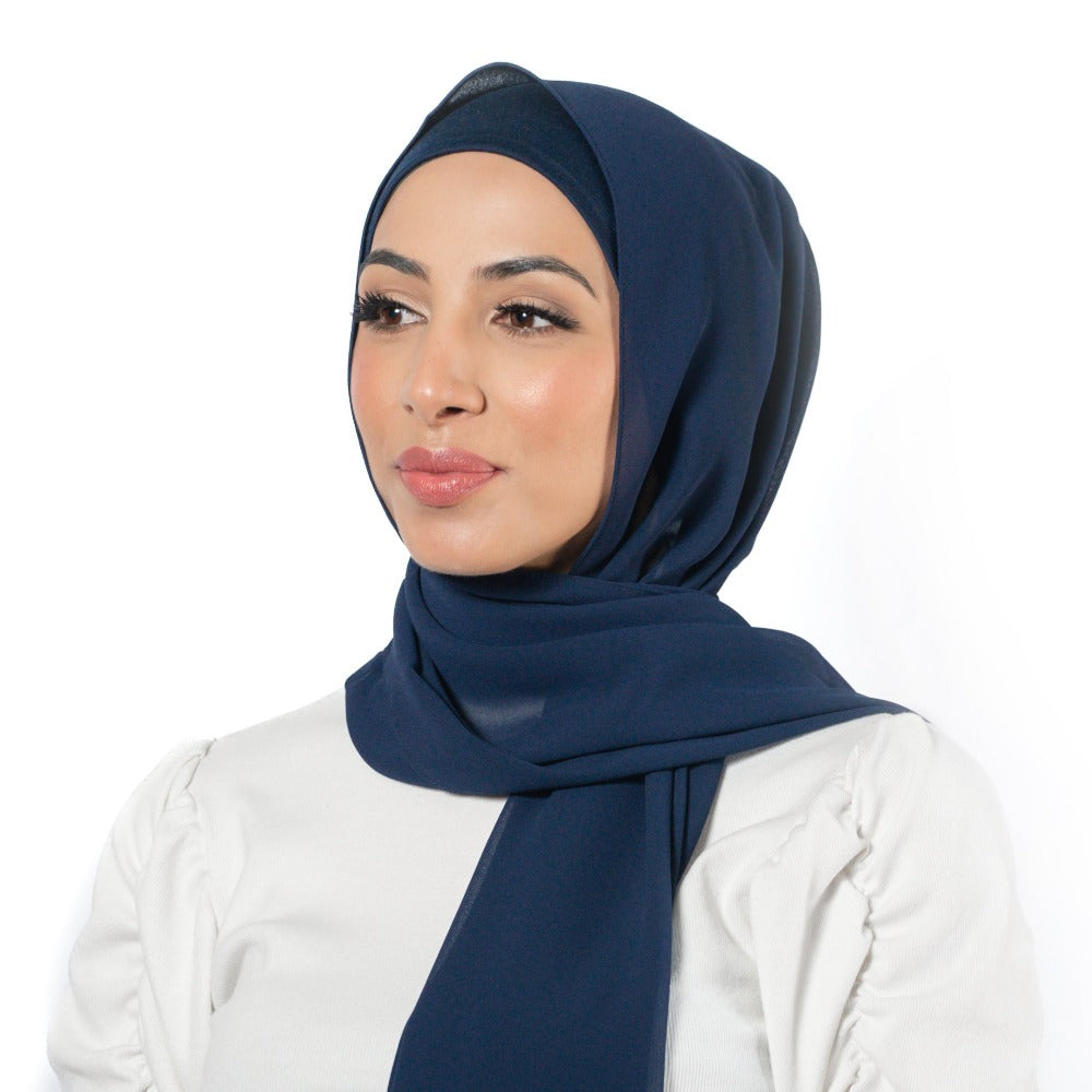 Navy Hijab - Chiffon
