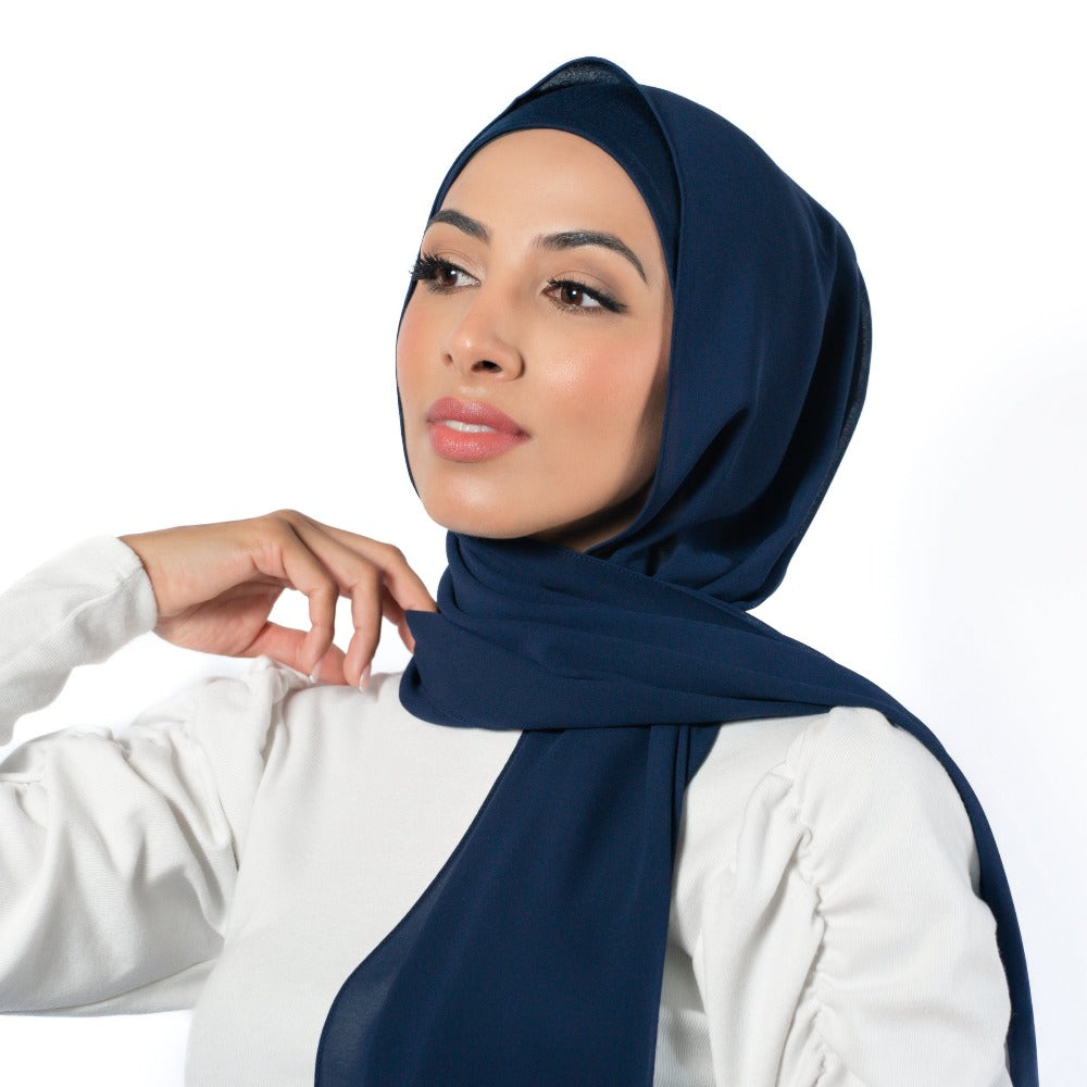 Navy Hijab - Chiffon